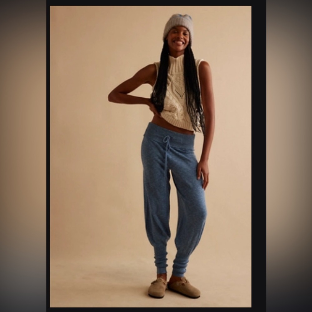 Free People Sila Pull On Pants XL Blue Lounge Joggers Casual Boho Comfort